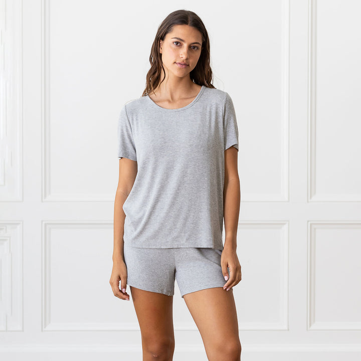 Women's Bamboo Rib-Knit Short Sleeve Lounge Top